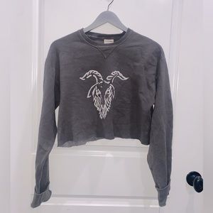 Size Small Grey Rodeo Goat Cropped Crewneck
